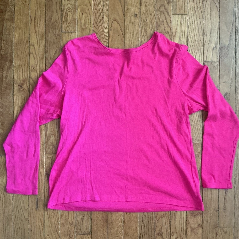 Talbots Women's Hot Pink Long Sleeve Size XL 100% Cotton